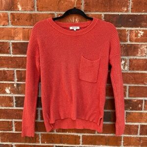 Madewell Womens XS Coral Ribbed Knit Pocket Dolman Sleeve Sweater